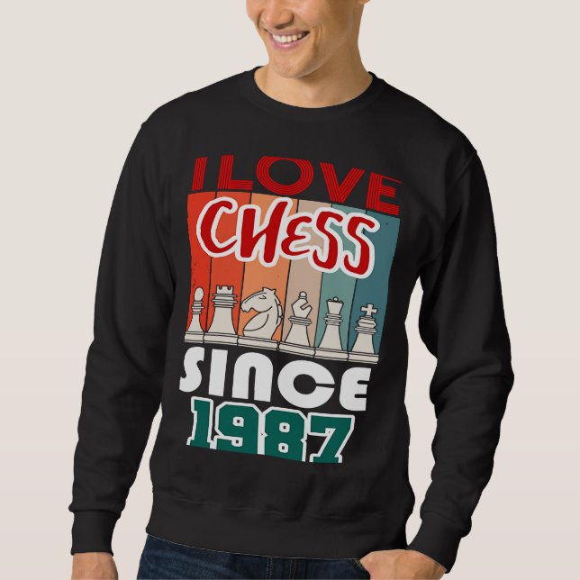 Sweatshirt J'adore les échecs depuis 1987 (Devant)