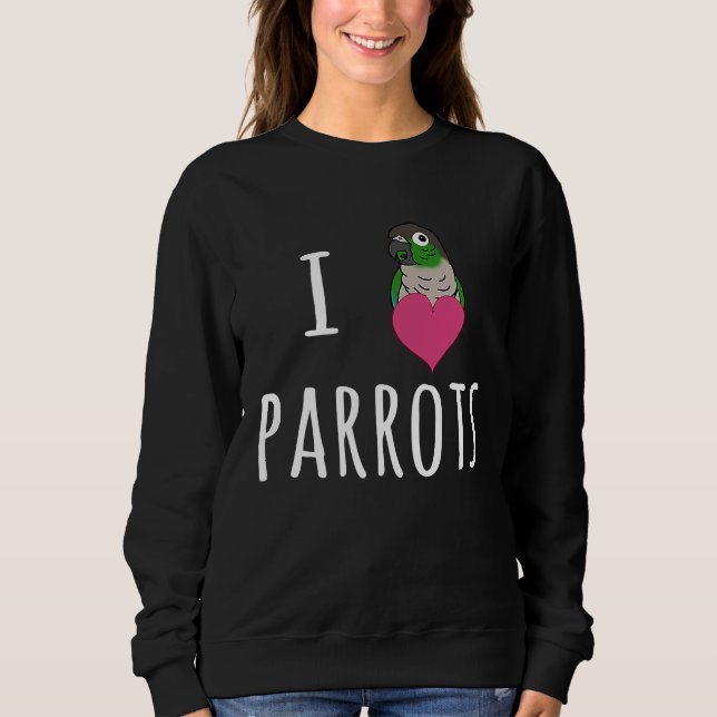 Sweatshirt J'adore les perroquets mignons conures à joues ver (Devant)