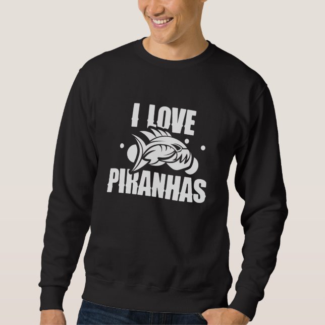 Sweatshirt J'adore les piranhas Poisson Rétro Piranha (Devant)
