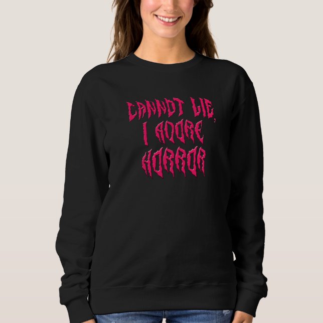 Sweatshirt J'adore l'horreur (Texte Rose) (Devant)