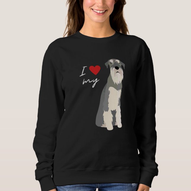 Sweatshirt J'adore mon chien schnauzer gris et blanc (Devant)