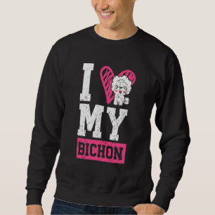 Sweatshirt J'adore mon chiot Bichon Frisé aux cheveux bouclés