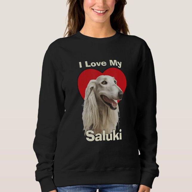 Sweatshirt J'adore mon chiot Saluki (Devant)