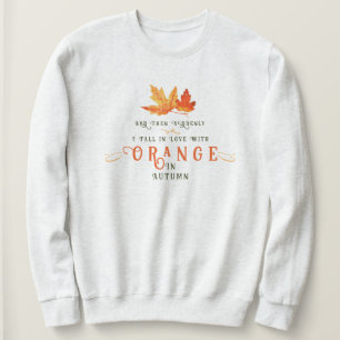 Sweatshirt J'adore Orange en Feuille d'Automne Drôle
