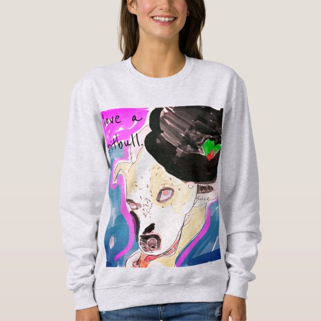 Sweatshirt J'adore un pitbull. (Devant)