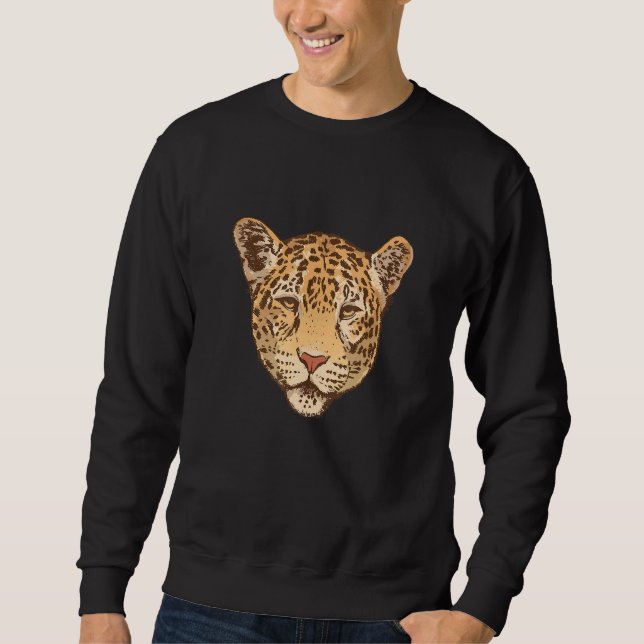 Sweatshirt Jaguar Leopard Big Cat Head Graphic Print Hunter (Devant)