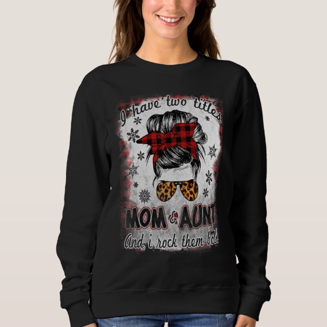 Sweatshirt J'Ai Deux Titres Maman Et Tante Buffalo Plaid Moth (Devant)