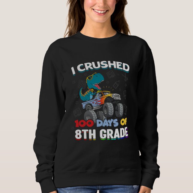 Sweatshirt J'ai écrasé 100 jours d'école 8e année Amour Dinos (Devant)
