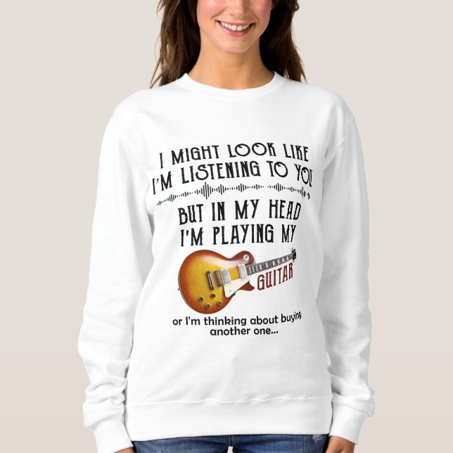 Sweatshirt J'Ai L'Air De Vous Écouter, Mais Dans Ma Tête (Devant)