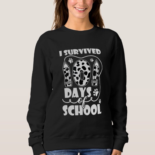 Sweatshirt J'Ai Survécu À 101 Jours De Dalmatie Scolaire Ense (Devant)