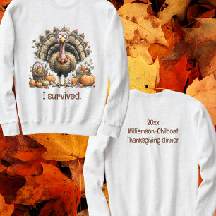 Sweatshirt J'ai survécu au dîner de Thanksgiving Dinde drôle