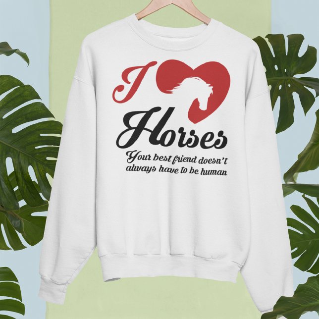 Sweatshirt J'aime / Chevaux du coeur (Créateur téléchargé)