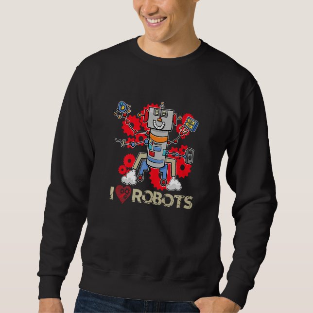 Sweatshirt J'Aime Construire Robots Machines Robotique (Devant)