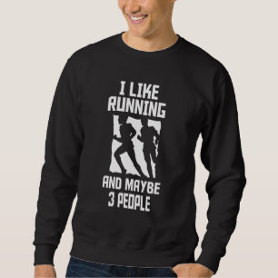 Sweatshirt J'Aime Courir Et Peut-Être 3 Personnes Retro Runne