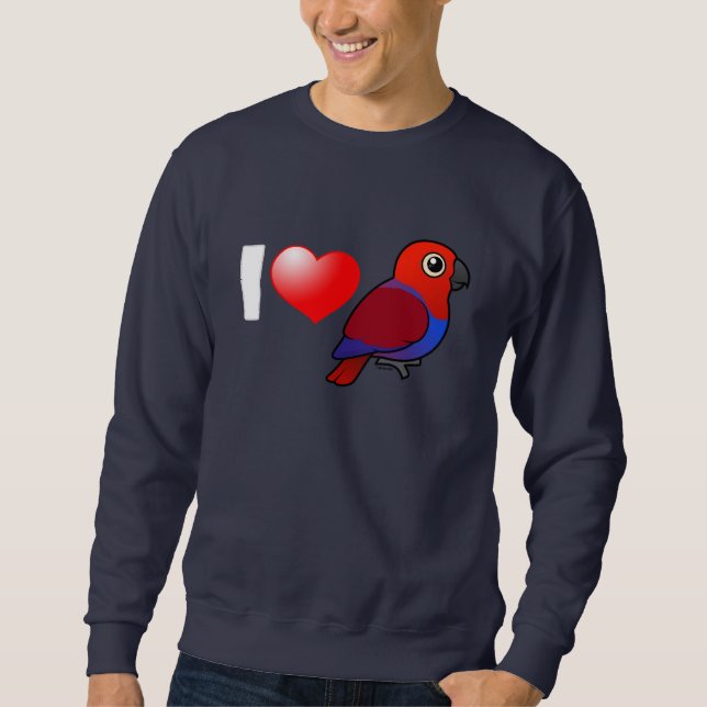 Sweatshirt J'aime des perroquets d'Eclectus (femelles) (Devant)