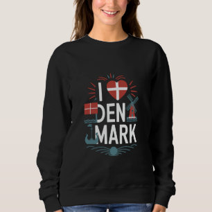 Sweatshirt J'aime Drapeau Danemark Moulin à vent Viking Batea