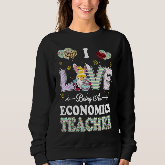 Sweatshirt J'aime être enseignant d'économie de Pâques (Devant)