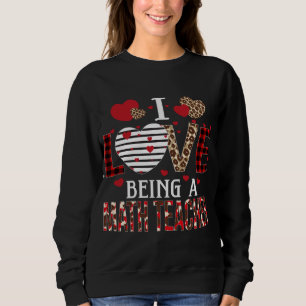 Sweatshirt J'Aime Être Un Enseignant En Maths Rouge Coeurs Pl