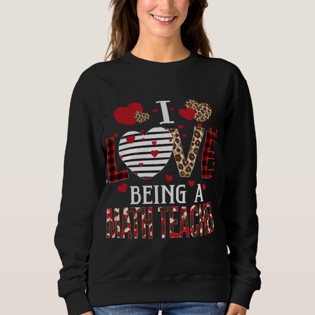Sweatshirt J'Aime Être Un Enseignant En Maths Rouge Coeurs Pl (Devant)