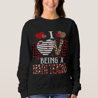 Sweatshirt J'Aime Être Un Enseignant En Maths Rouge Coeurs Pl