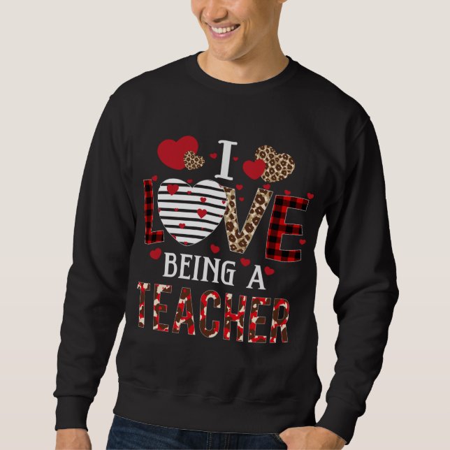 Sweatshirt J'Aime Être Un Enseignant Rouge Coeurs Plaid Valen (Devant)