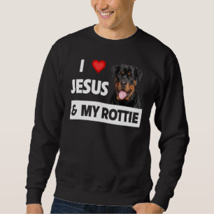 Sweatshirt J'aime Jésus et ma Rottie Chien Maman Papa Pet Par
