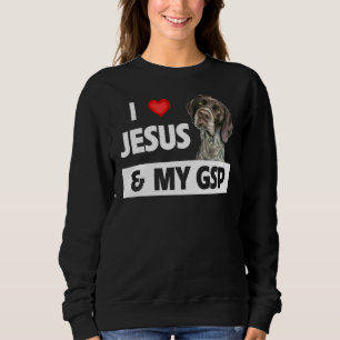 Sweatshirt J'Aime Jésus Et Mon Gsp Maman Papa Allemand Courte