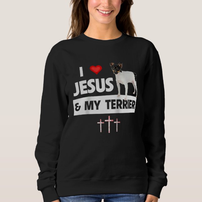 Sweatshirt J'aime Jésus et mon Smooth Fox Terrier Maman Papa  (Devant)