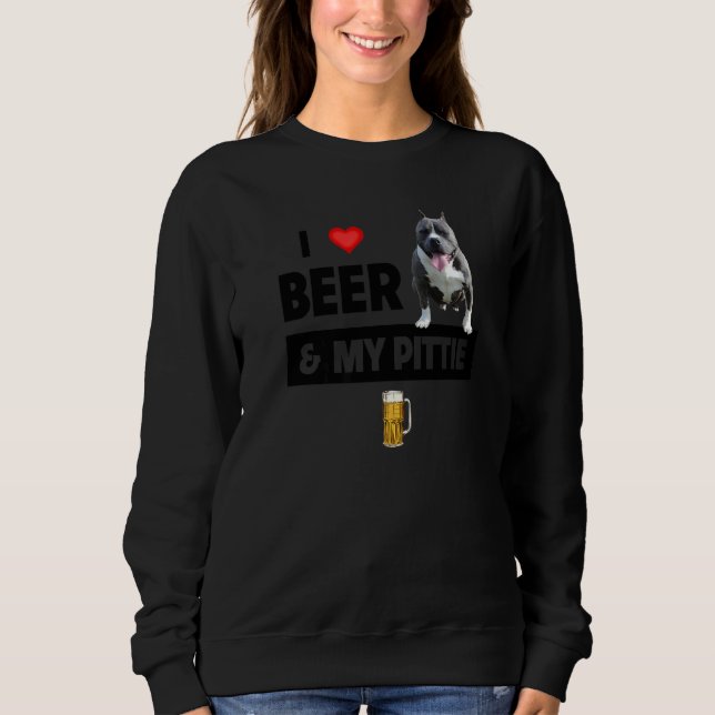 Sweatshirt J'Aime La Bière Et Mon Pittie Maman Papa Pitbull D (Devant)