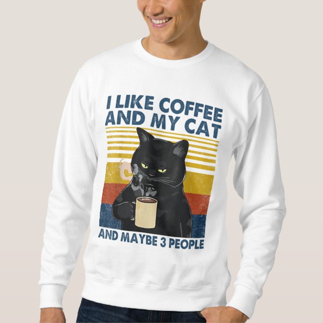 Sweatshirt J'aime le café My Cat et peut-être 3 personnes drô (Devant)