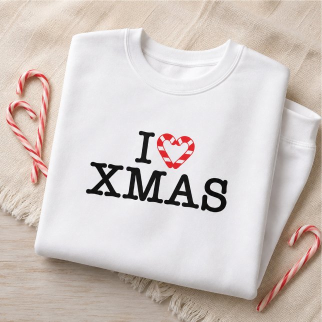 Sweatshirt J'aime le cœur de bonbon de Noël (Créateur téléchargé)