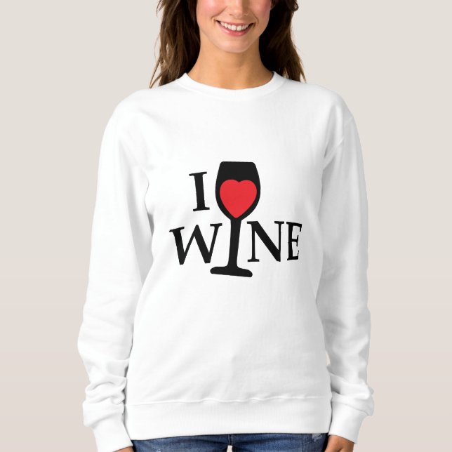 Sweatshirt J'aime le vin au coeur rouge (Devant)
