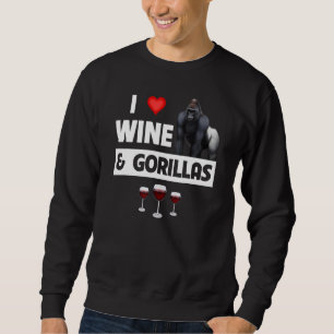 Sweatshirt J'aime le vin et les gorilles buvant des singes fa