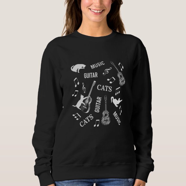 Sweatshirt J'Aime Les Chats Et Les Guitares (Devant)