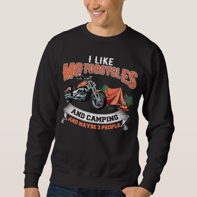 Sweatshirt J'Aime Les Motos & Camping & Peut-Être 3 Personnes (Devant)