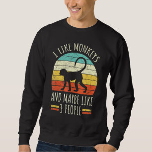 Sweatshirt J'Aime Les Singes Et Peut-Être 3 Personnes Retro M
