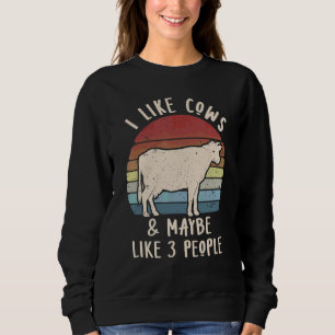 Sweatshirt J'Aime Les Vaches Et Peut-Être 3 Personnes Vintage