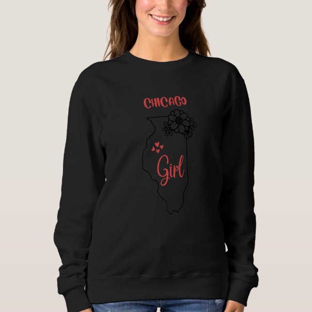 Sweatshirt J'aime l'État de l'Illinois Fleur Contour Chicago  (Devant)