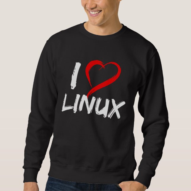 Sweatshirt J'aime Linux avec le pingouin Tux du cœur Open Sou (Devant)