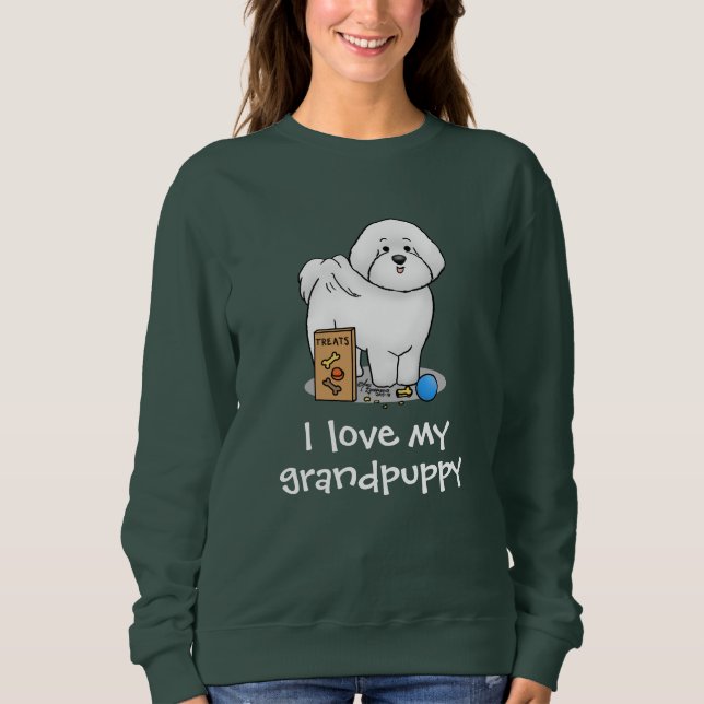 Sweatshirt J'Aime Ma Grand-Mère Bichon Frise Chien (Devant)