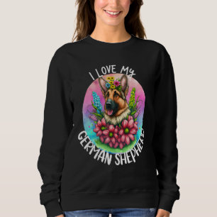 Sweatshirt J'aime ma mère de chien berger allemand Fleurs Chi