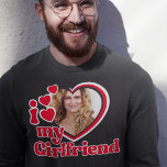 Sweatshirt J'Aime Ma Petite Amie Personnalisée Black Col<br><div class="desc">I Love My Girlfriend Shirt - télécharger une photo pour l'intérieur du coeur</div>