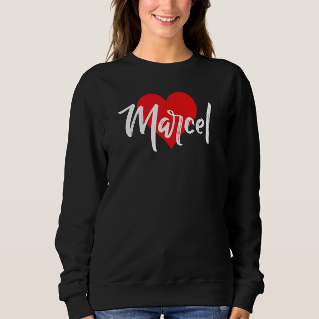 Sweatshirt J'aime Marcel prénom amour cœur (Devant)