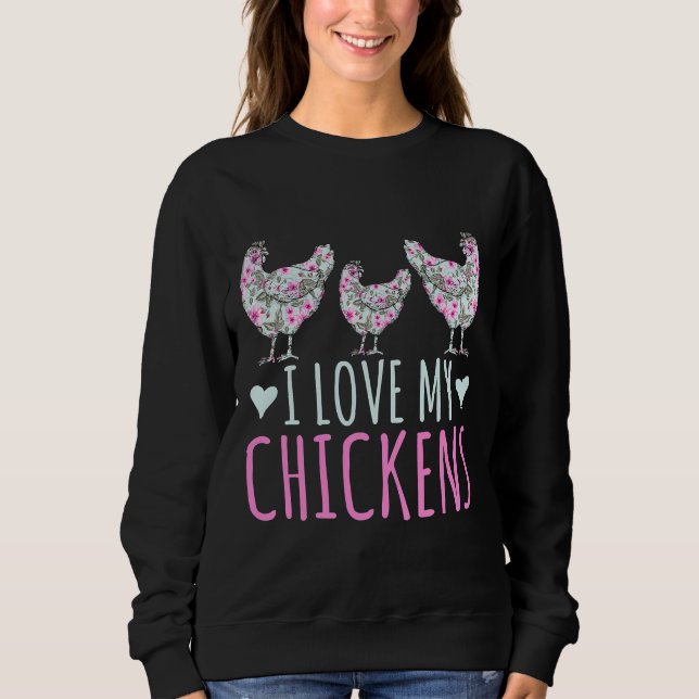 Sweatshirt J'Aime Mes Dames Filles De Poulet (Devant)
