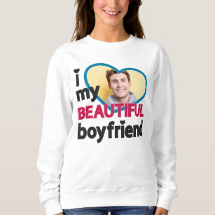 Sweatshirt J'aime mon beau petit ami photo personnalisée