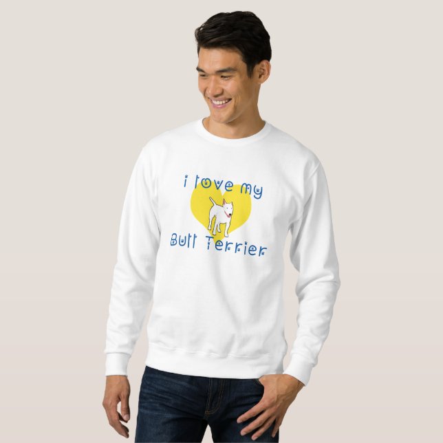Sweatshirt j'aime mon bull terrier (Devant entier)