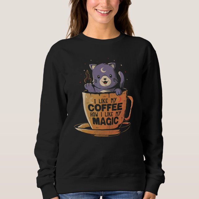 Sweatshirt J'Aime Mon Café Comme Ma Magie Chouette Sorcière C (Devant)
