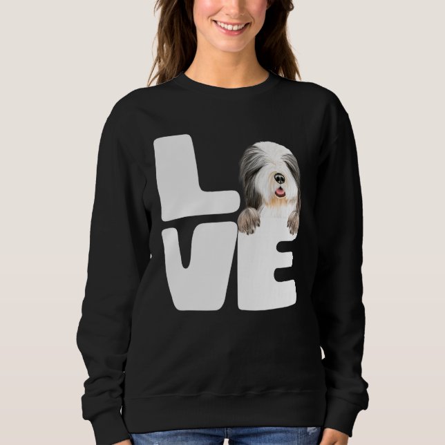 Sweatshirt J'aime mon chien Colley barbu (Devant)