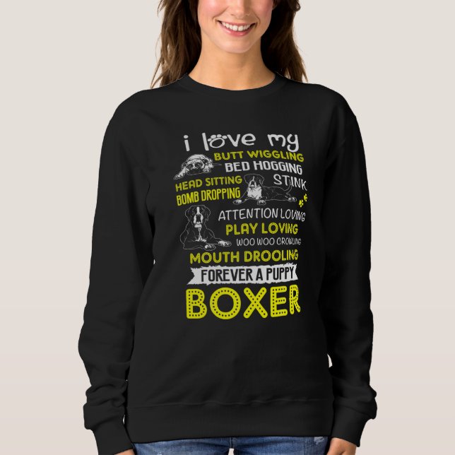 Sweatshirt J'Aime Mon Chiot Boxer Butt Wiggling Funny Boxer D (Devant)