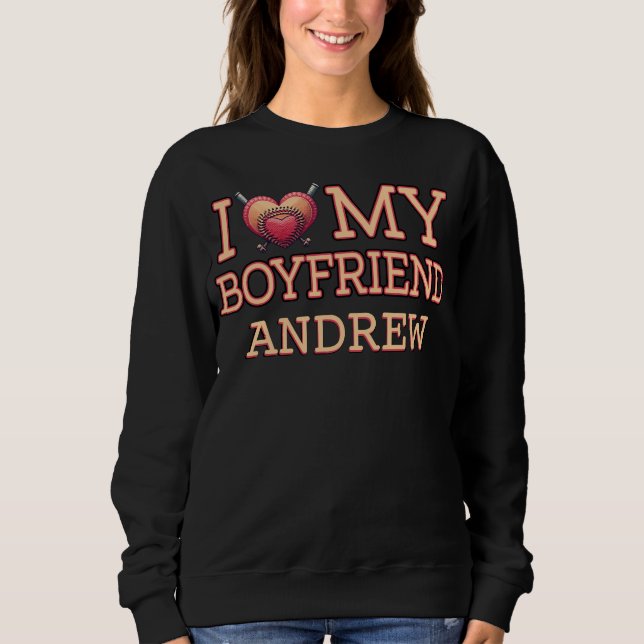 Sweatshirt J'aime mon coeur de baseball de copain (Devant)